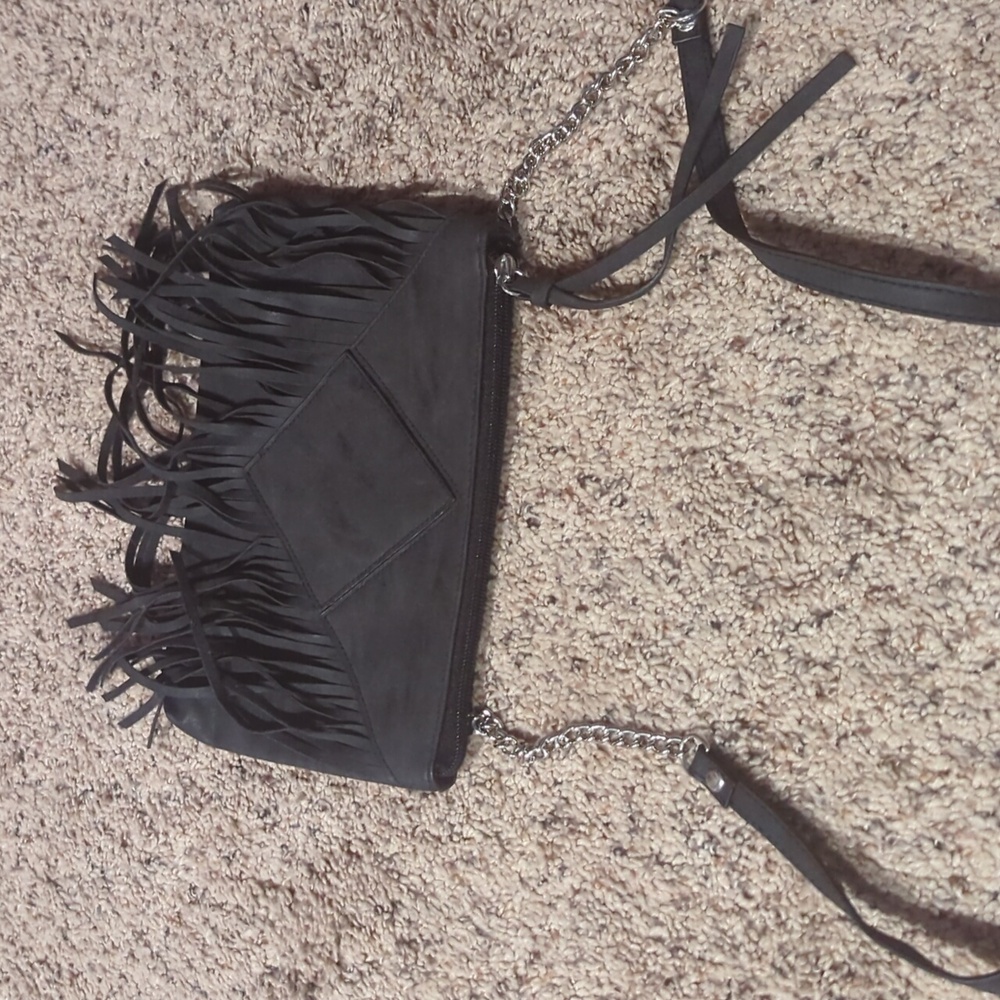 Fringe Black Faux Leather Crossbody Bag - Picture 8 of 16